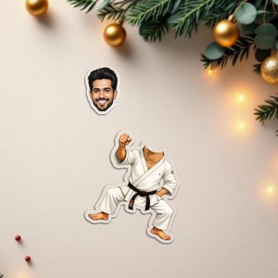 Personalized Bobblehead Caricature with Solar Powered Moving Head for Car Dashboard, Office, Home & Tabletop Decor Gift for Karate Master & Funny Gift for Friends